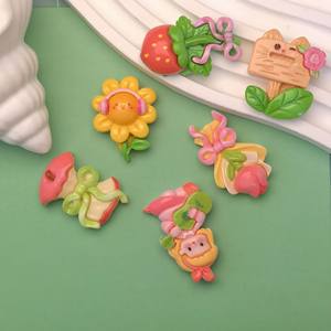 Kawaii <span class=keywords><strong>Happy</strong></span> Girl FlowerFlatback cabujones de resina Fit Hair Bow Center DIY joyería para accesorios de decoración de teléfono - Product Image 5