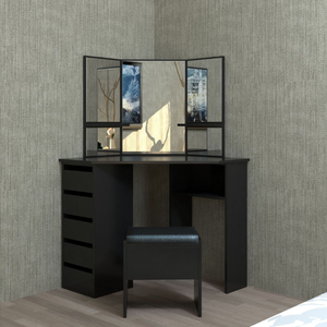 Modern <strong>Make</strong> <strong>up</strong> <strong>Vanity</strong> Table with Tri Fold Mirror Storage Drawers Dressing Desk Bedroom Furniture Home Furniture - Product Image 5