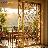 Paravents en acier inoxydable, écrans métalliques sculptés de luxe pour l'entrée de villa, le salon, le hall d'hôtel, le balcon, la maison