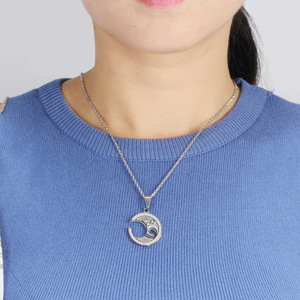 Collier avec pendentif en diamant Moon And Melody Love Notes, ensemble pour couple, cadeau pour femme, bijoux à porter au quotidien, à la mode - Product Image 3