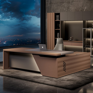 Juego de Muebles de Oficina Modernos y Lujosos de MDF, Escritorio Ejecutivo en Forma de L, Mesa de Oficina para Jefes, Sillas - Product Image 1