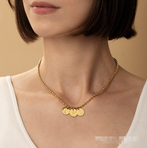 Joyería Inspire, collar con inicial de disco múltiple, collar de cadena de bolas con cuentas delicadas para mujer, regalo de dama de honor personalizado para ella - Product Image 6