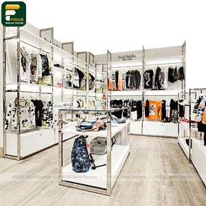 Clothing Display Rack With <b>Acrylic</b> Panels Garment Stand Retail Apparel Fixture Design - Product Image 3