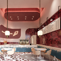 Kiosque de vente au détail pour boutique de crème glacée personnalisée avec vitrine réfrigérée, solution d'aménagement intérieur moderne pour magasin de desserts surgelés