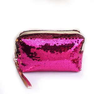 RTS in stock fashion sequin girls makeup storage bag beautiful glitter toiletry cosmetic zipper pouch