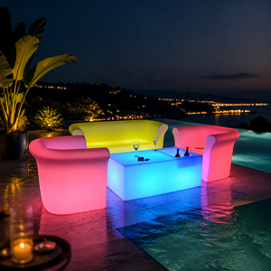 Modern <strong>Outdoor</strong> LED <strong>Bar</strong> Furniture <strong>Set</strong> Waterproof PE Plastic Luminous Sofa and Table Glow in the Dark Chair for Nightclub Event - Product Image 2