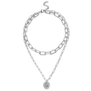 Hip-Hop Street Shot Collar fino de acero inoxidable Personalizado Capital <span class=keywords><strong>A</strong></span> <span class=keywords><strong>a</strong></span> Z 26 Letra Collar de doble capa Unisex - Product Image 6