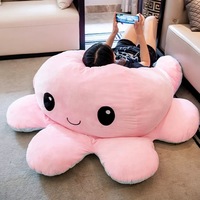 2024 personnalisé mignon poulpe en peluche réversible oreiller en peluche poulpe poupées réversible poulpe en peluche jouet