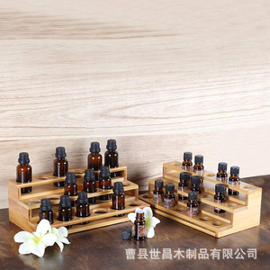 Bamboo Essential Oil <b>Display</b> <b>Rack</b> 3 Tier Natural Wood Color Makeup Storage Desktop Organizer - Product Image 3