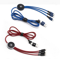 3 1 Connecteur de cordon de chargeur rapide Câble de charge multi-USB Adaptateur de port double téléphone/type C/micro USB Nylon pour imprimante-LP-25034