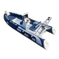 Nouveau design 2026 : Ensemble moteur et bateau pneumatique semi-rigide Hypalon, modèle double, 4,7 m de long, en fibre de verre et PVC, avec console centrale - En promotion