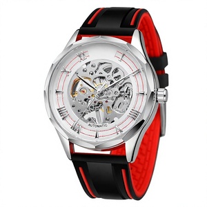 Reloj mecánico automático para hombre, correa de silicona, esfera esqueleto, reloj de pulsera redondo, vintage - Product Image 3