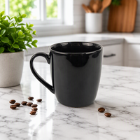 Mug en céramique noir brillant personnalisable, tasse minimaliste pour café, thé, boissons, logo personnalisé pour café, hôtel, bureau