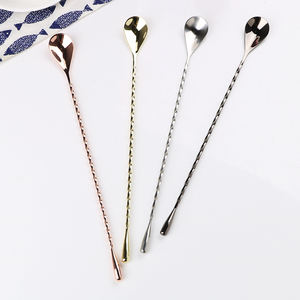 1 pièce Cuillère à mélanger en acier inoxydable de qualité supérieure, motif en spirale longue, idéale pour les cocktails, le malt, le lait, les jus, les vinaigrettes - Product Image 1