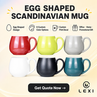 Mug à café en céramique moderne personnalisé en forme d'œuf avec poignée, tasse à thé en porcelaine rouge, noir, blanc pour la maison, le bureau, le petit-déjeuner, la boisson au lait