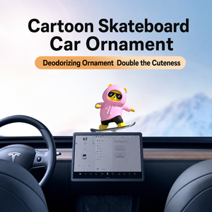 Sliding Cartoon Bear <b>Car</b> Ornament Dashboard Moving Bear Toy Auto Interior Accessories PVC & Metal <b>Mirrored</b> Finish - Product Image 2