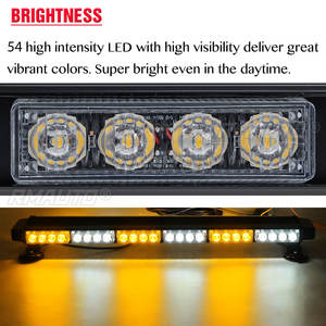 Barre lumineuse LED stroboscopique pour camion et voiture, 28 LED, balise clignotante, lampes d'avertissement d'urgence pour toit, 7 modes de clignotement, blanc et ambre - Product Image 3