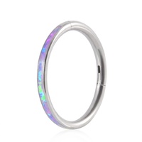 Bijou de piercing unisexe en Titane G23 avec Opale de feu pour cartilage, septum, clicker, anneau de nez, segment, hélix, daith