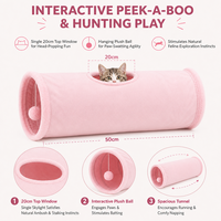 Tunnel de jeu pour chat en tissu doux, tunnel froissé pliable pour chat avec trou de surveillance, jouet interactif d'exercice pour chatons, lapins et petits chats