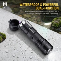 Briquet à arc étanche IP56 rechargeable par USB, coupe-vent, avec mini lampe torche, coque en aluminium, triple mode, pour cigarettes, camping, extérieur