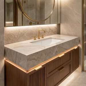 Piano d'appoggio in quarzite Taj Mahal di lusso, moderno lavabo in pietra <span class=keywords><strong>per</strong></span> bagno, <span class=keywords><strong>per</strong></span> arredamento casa e bagno - Product Image 4
