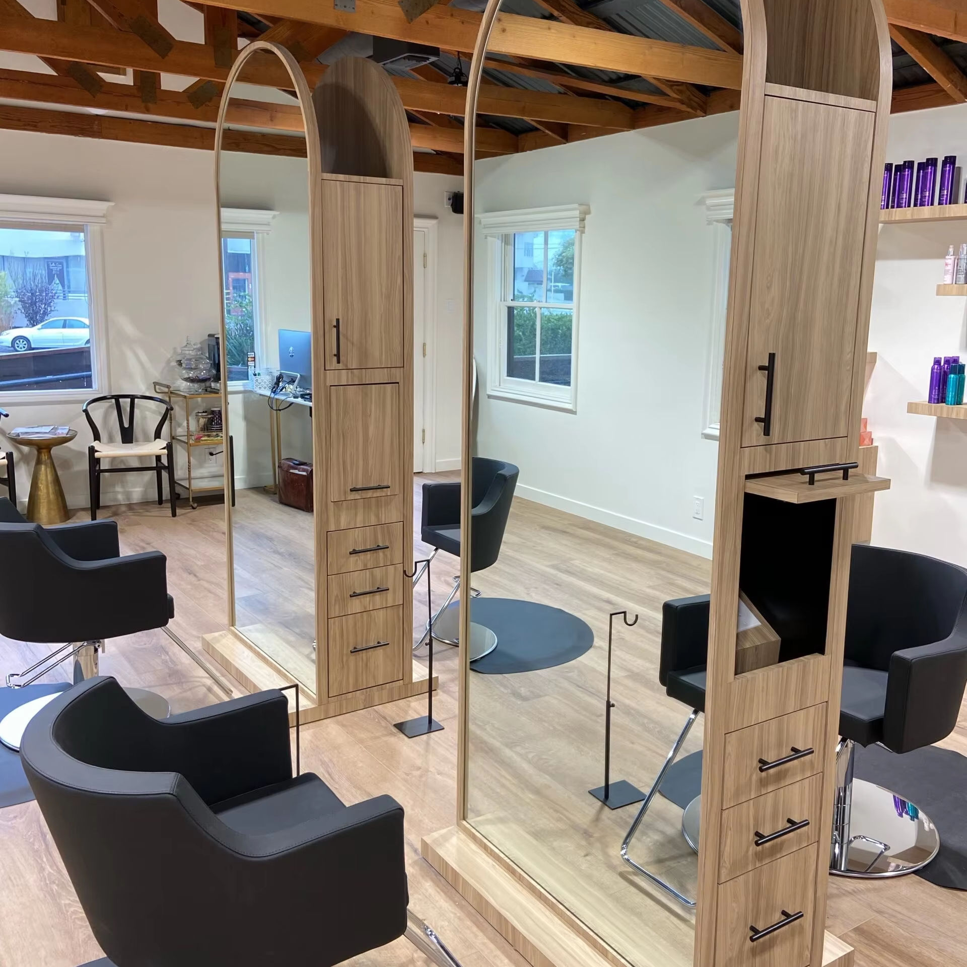 Room Salon Styling Stations Cheap Stylish Wooden Hair Salon