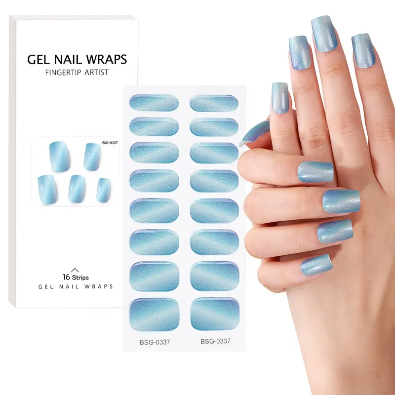 Wholesale Beauty Sticker Full Cover Korean Nail Stickers Nail Decals Stickers Custom Semi Cured Gel Nail Strips