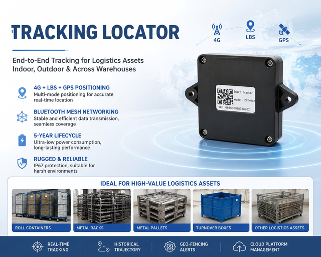 WEIOT Z92-HG2 Logistics Assets Locator Tracker with Real-time End-to-End Tracking Via WIFI+LBS+Bluetooth Mesh Network