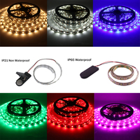 Bande LED 5V AA alimentée par batterie Bande LED étanche 3528 60LEDs/M Ruban LED flexible Diode Lampe 50CM 1M 2M 3M 4M 5M