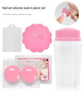 Templat cap kuku dan alat stempel cat kuku silikon lunak Jelly Set Stamper seni kuku Perancis dengan pengikis - Product Image 1