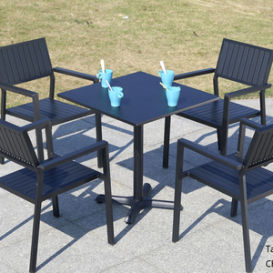 Awt007b Kim Loại 70Cm Bàn Vuông Và Nhôm Nhựa Gỗ Ghế 4 Người Cho Ngoài Trời Vườn Cà Phê Cửa Hàng Giải Trí Đồ Nội Thất - Product Image 4