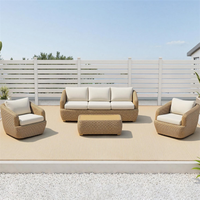 Ensemble de conversation en rotin PE pour l'extérieur 360 °   Ensemble de canapés en rotin pivotants pour patio, idéal pour jardin, villa, bord de piscine