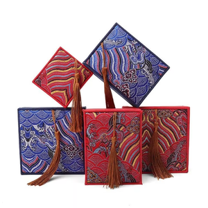 Coffret à bijoux de style rétro chinois avec décoration en pompon, boîte à bijoux de luxe, logo personnalisable, boîtes à bijoux en gros - Product Image 6