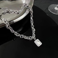 Colliers tendance en acier inoxydable avec chaîne à maillons pour hommes et femmes, pendentif en zircon, bijoux