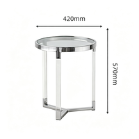 Table d'appoint moderne en verre trempé, acier inoxydable poli, pieds en acrylique transparent, table de chevet, meubles de salon, décoratifs