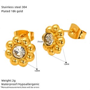 ต่างหูสแตนเลสทรงดอกไม้สไตล์ยุโรปและอเมริกา EH286 ลายฉลุ - Product Image 6