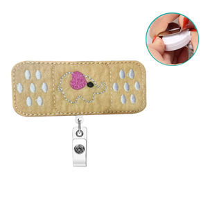 Porte-badge en tissu transfrontalier en feutre extensible avec motif éléphant, avec clip dorsal et porte-clés extensible - Product Image 2