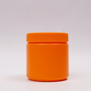 Pot vide en plastique HDPE orange à large ouverture de 500 ml avec bouchon à vis pour l'emballage de granulés à croquer souples, 16 oz - Product Image 1