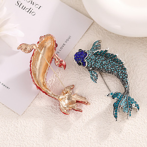 Broche en strass Koi en alliage de zinc, forme animale, accessoire de mode pour femme, cadeau - Product Image 3