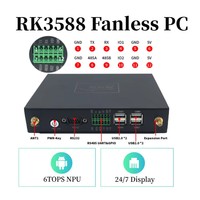 AIBox-3588D Rockhip RK3588 Mini Ordenador 6Tops NPU RS485 Sin Ventilador, Caja de Computación Industrial Integrada con IA para Computación de Borde