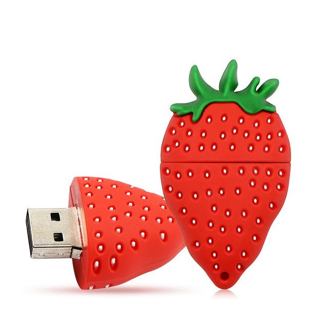 16GB/8GB New 3-Year Warranty in Stock Cute PVC Cartoon Fruit Strawberry 2.0/3.0 USB Flash Drive