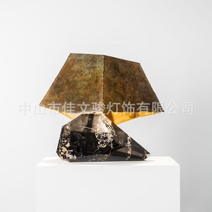Postmodern Retro Marble Table Lamp With Stainless Steel Shade Led <b>Light</b> For Home Decor - Product Image 1