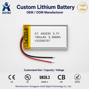Batterie liquide miniature 3,7 V 180 mAh 402030 pour écouteurs et balises intelligentes portables, marque AOTAI, 500+ cycles - Product Image 1