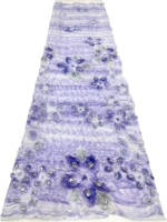 Tissu en dentelle brodé de fleurs, 100% polyester, perles et paillettes, robes de mariée élégantes et luxueuses