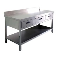 Autres fournitures pour hôtels et restaurants Table de travail commerciale en inox Table de travail réglable en acier inoxydable avec tiroirs