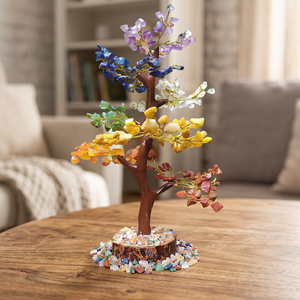 Arbre à Argent Feng Shui en Cristal Naturel des Sept Chakras, 300 Pierres Précieuses, Sculpté, pour Décoration de Bureau et Maison, Guérison Énergétique - Product Image 1