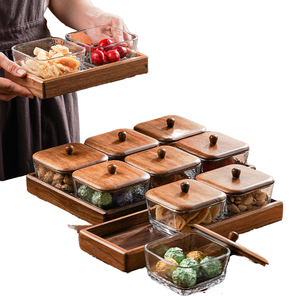 Plateau à fruits créatif et moderne en bambou/céramique, écologique, avec motif végétal, pour fruits secs, dessert, sucre, ou comme assiette à fruits. - Product Image 1