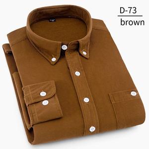 Camisa de pana para hombre de manga larga para hombres de mediana edad y jóvenes, camisa de pana holgada informal de negocios de color sólido <span class=keywords><strong>sin</strong></span> planchar - Product Image 1