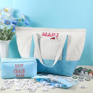 Bolsa de Almacenamiento para Mahjong MAHJ, <span class=keywords><strong>Azul</strong></span>/Beige, Poliéster, Gran Capacidad, con Bolsa Transparente para Viajes y Uso Doméstico - Product Image 5