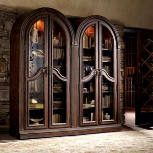 Librería de Madera Maciza de Estilo Rústico Americano, Vitrina Tallada Vintage, Mueble <span class=keywords><strong>Retro</strong></span> Francés para Sala de Estar - Product Image 2